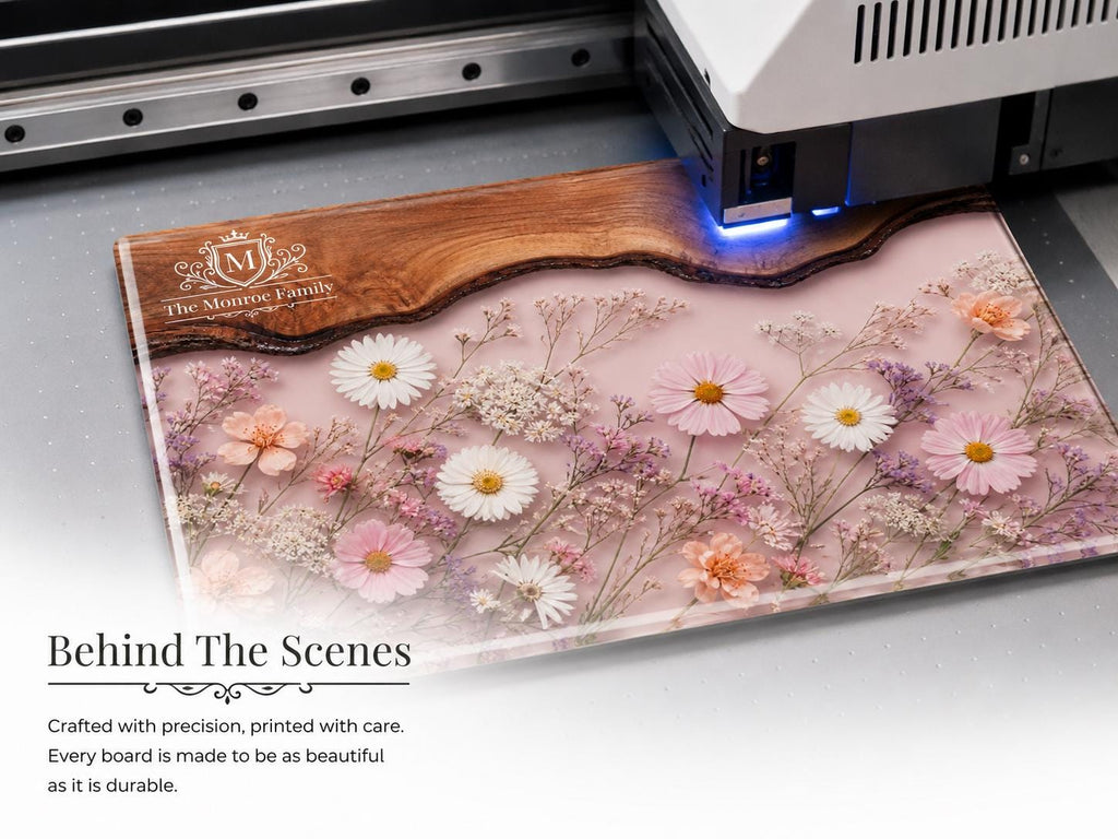 Glass Cutting Board: Purple Geode Art - Personalized with Names