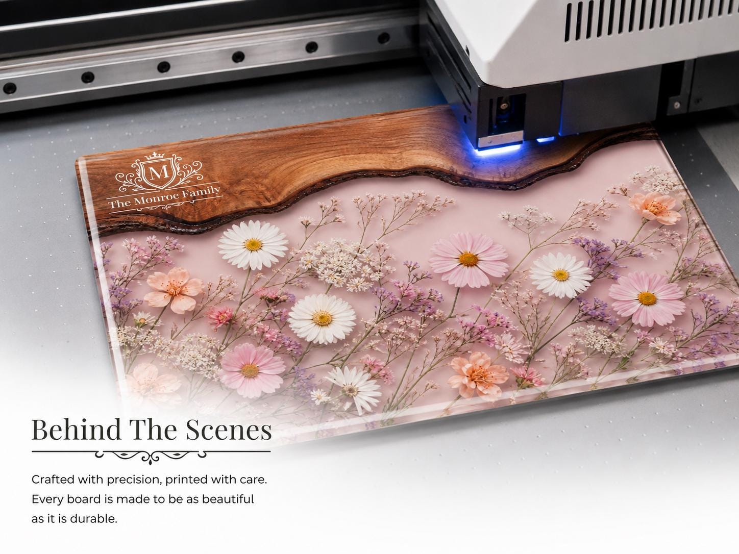 Glass Cutting Board: Purple Geode Art - Personalized with Names