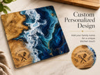 Personalized Glass Cutting Board: Purple Geode Design with Names