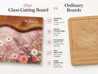 Personalized Glass Cutting Board: Purple Geode Design with Names