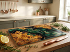 Personalized Green Geode Glass Cutting Board, Custom Couple Name Serving Tray