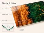 Personalized Wedding Charcuterie Board, Emerald Green Glass Serving Board, Custom Couple Cheese Board Gift