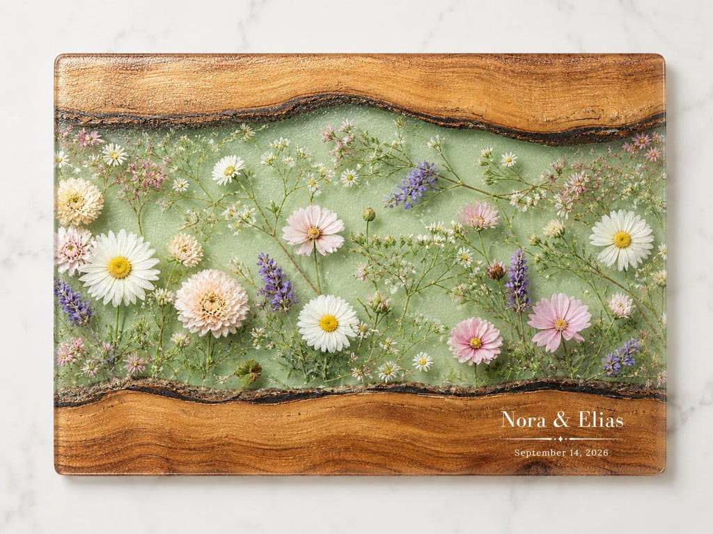 Personalized Cutting Board, Sage Floral Chopping Board, Housewarming Gift