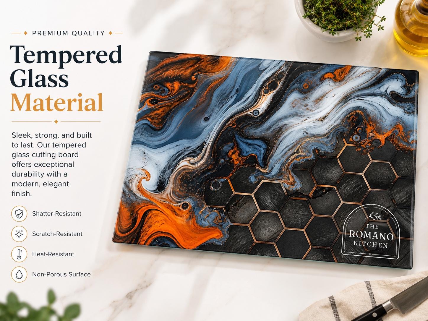 Glass Cutting Board: Personalized Purple Geode Design (8x11 or 11x15)