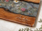 Personalized Cutting Board, Blue Floral Cheese Board, Custom Kitchen Gift