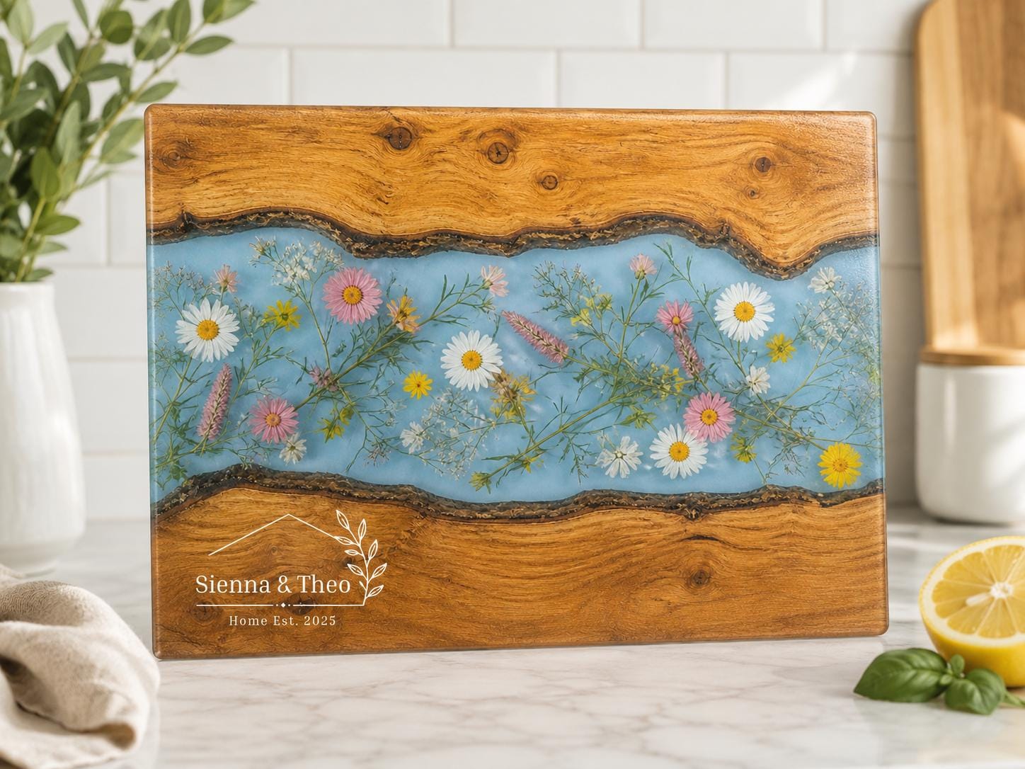 Housewarming Gift Cutting Board, Personalized Floral Board, Custom Kitchen Gift