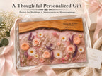 Glass Cutting Board - Purple Geode Design with Custom Couple Names