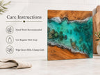 Personalized Glass Cutting Board: Blue Resin Look, Custom Names