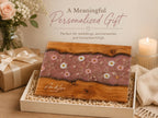 Custom Cutting Board: Blue Resin Style - Tempered Glass, Personalized Names