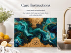 Personalized Glass Cutting Board - Blue Resin Style with Gold Details