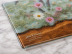 Glass Charcuterie Board: Personalized Blue Resin Design (Two Sizes)