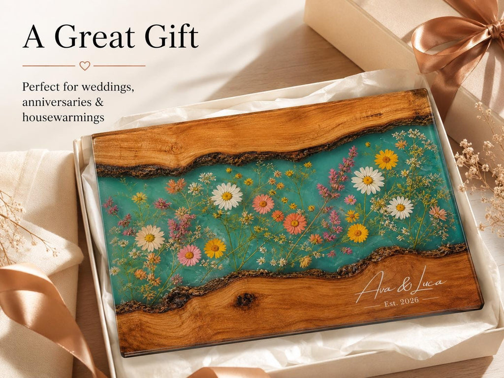 Personalized Cutting Board, Wildflower Chopping Board, Floral Kitchen Gift