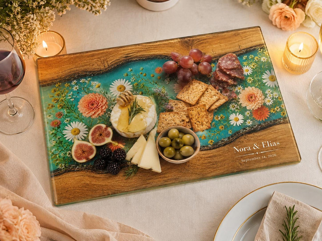 Floral Cutting Board, Personalized Charcuterie Board, Custom Kitchen Gift