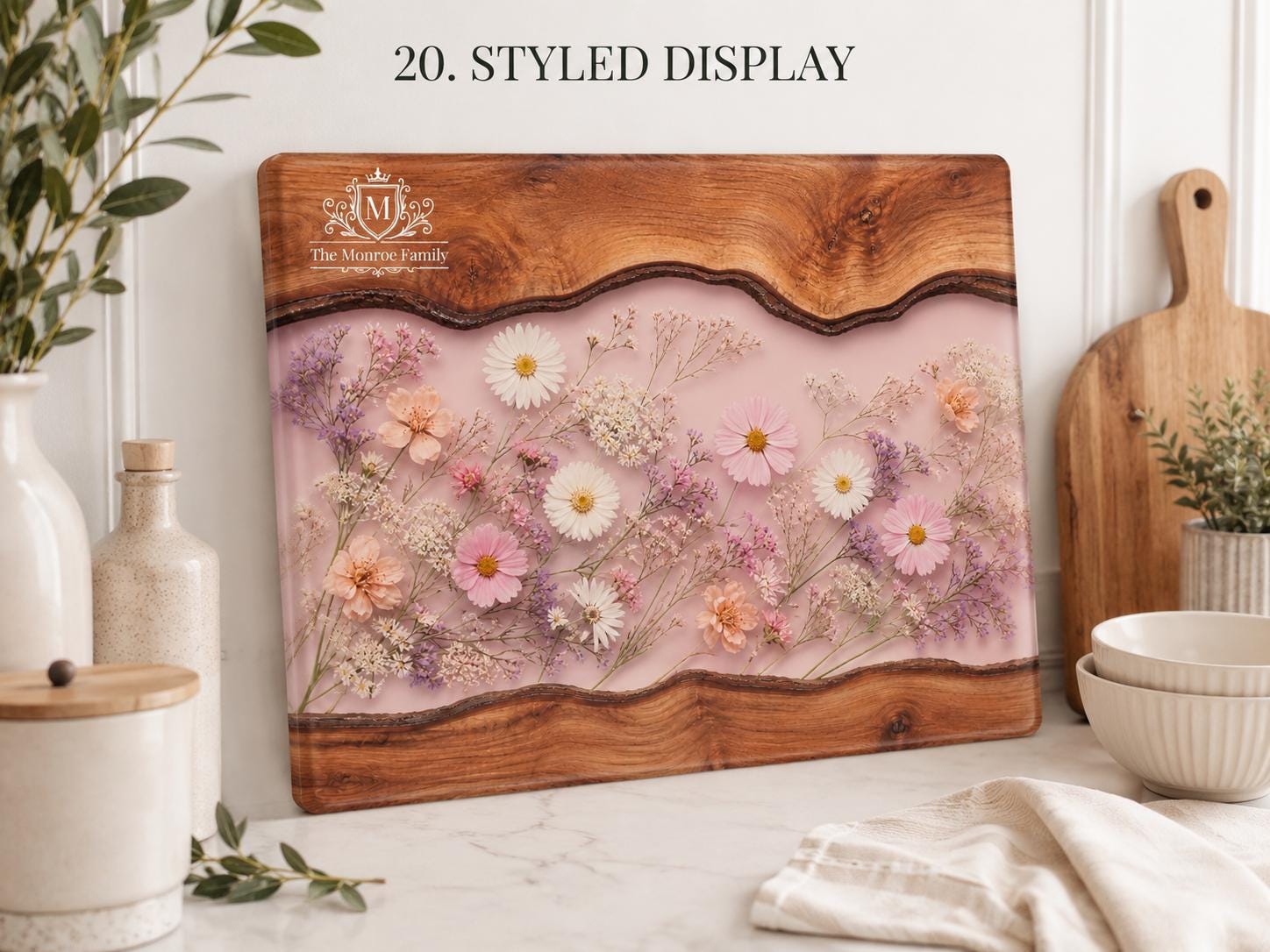 Glass Cutting Board: Purple Geode Art - Personalized with Names