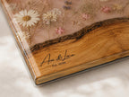 Glass Cutting Board: Custom Blue Resin Design (Personalized Kitchen Decor)