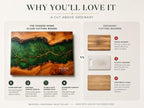 Personalized Emerald Geode Glass Board, Custom Family Kitchen Decor, Wood Look Housewarming Gift