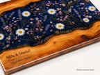 Personalized Glass Cutting Board: Blue Resin Look with Gold Accents