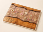Glass Cutting Board: Custom Blue Resin Design (Personalized Kitchen Decor)