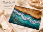 Personalized Beach Cutting Board, Ocean Wave Glass Board, Custom Couple Kitchen Gift