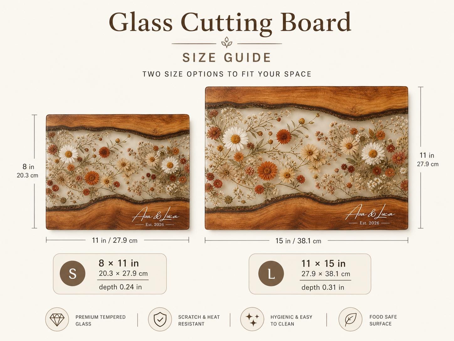 Personalized Floral Cutting Board, Custom Wood Chopping Board, Wildflower Charcuterie Board, Cheese Board Serving Tray