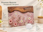 Personalized Pink Daisy Serving Board, Floral Glass Charcuterie Board, Custom Couple Wedding Gift