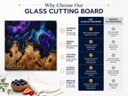 Custom Glass Cutting Board: Purple Geode Style - Personalized Names