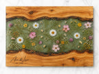 Custom Glass Cutting Board - Blue Resin Style with Gold Details