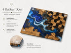 Personalized Glass Cutting Board, Blue Resin & Wood Design (8x11 or 11x15)