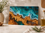 Personalized Cutting Board, Ocean Wave Charcuterie Board, Coastal Kitchen Gift