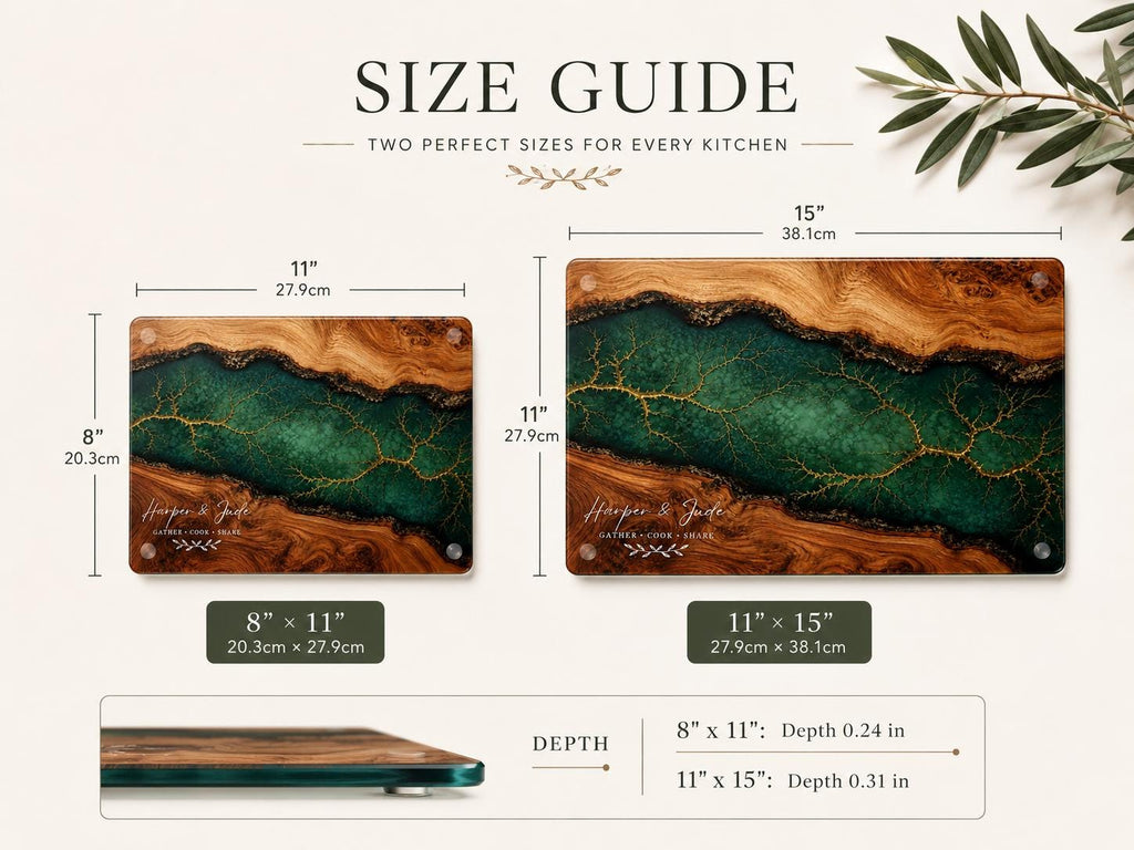 Custom Cutting Board: Blue Resin Style with Gold Accents - Personalized Gift