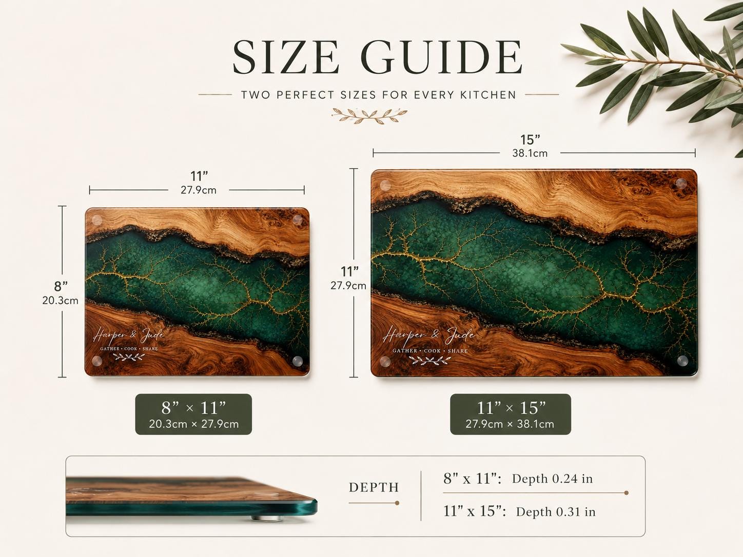 Custom Cutting Board: Blue Resin Style with Gold Accents - Personalized Gift