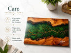 Personalized Emerald Geode Glass Board, Custom Family Kitchen Decor, Wood Look Housewarming Gift