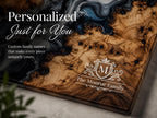 Personalized Glass Cutting Board - Purple Geode Art with Custom Names