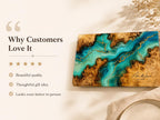 Custom Serving Board, Teal Gold Charcuterie Board, Personalized Kitchen Gift for Couple