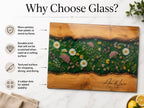 Custom Glass Cutting Board: Blue Resin Style - Personalized Names Included