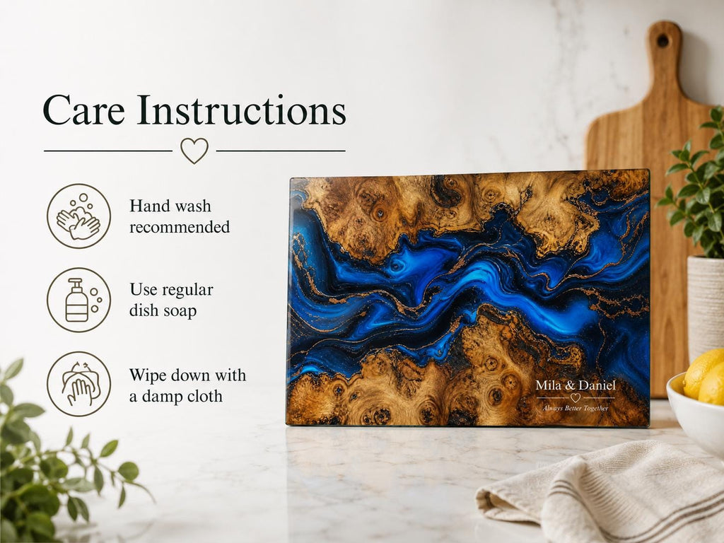 Blue Cutting Board, Personalized Charcuterie Board, Custom Kitchen Gift for Couple