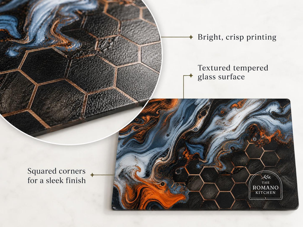 Glass Cutting Board: Personalized Purple Geode Design (8x11 or 11x15)