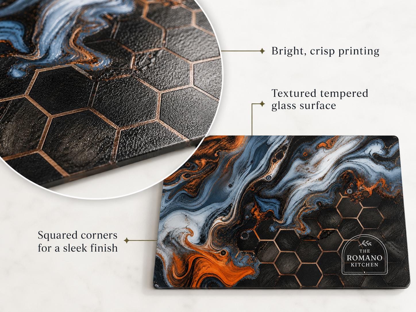 Glass Cutting Board: Personalized Purple Geode Design (8x11 or 11x15)