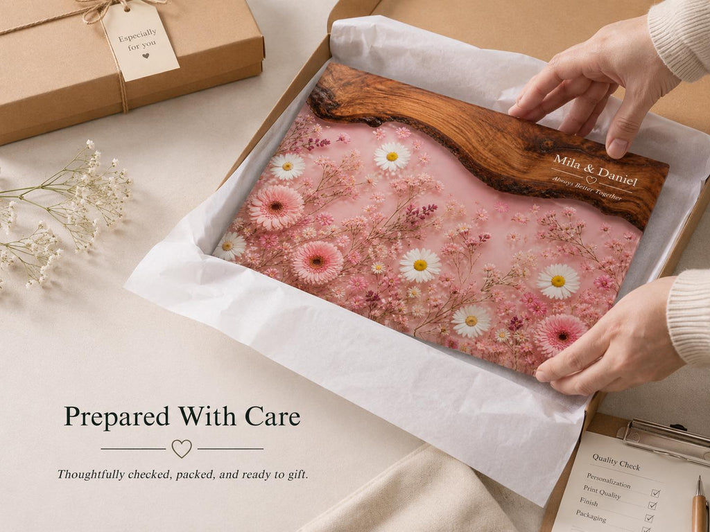 Personalized Pink Daisy Serving Board, Floral Glass Charcuterie Board, Custom Couple Wedding Gift