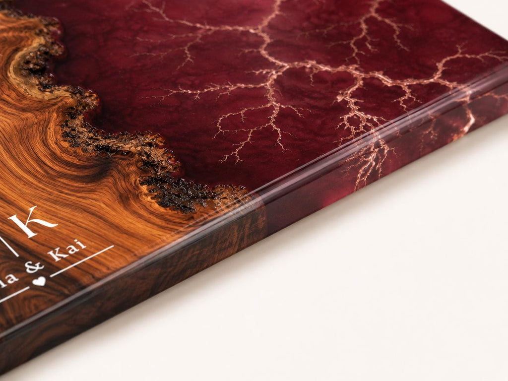 Purple Geode Glass Cutting Board - Personalized with Couple Names