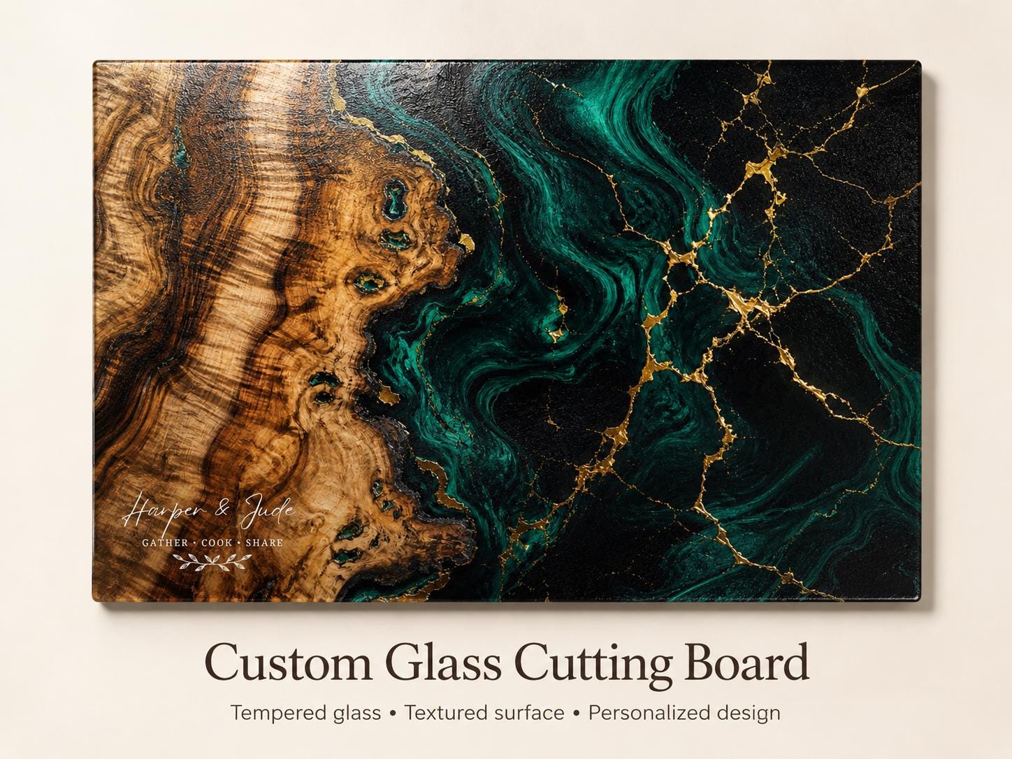Personalized Cutting Board, Emerald Black Chopping Board, Custom Kitchen Gift
