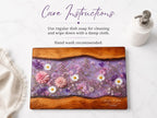 Personalized Floral Cutting Board, Purple Wildflower Glass Board, Custom Kitchen Gift for Housewarming