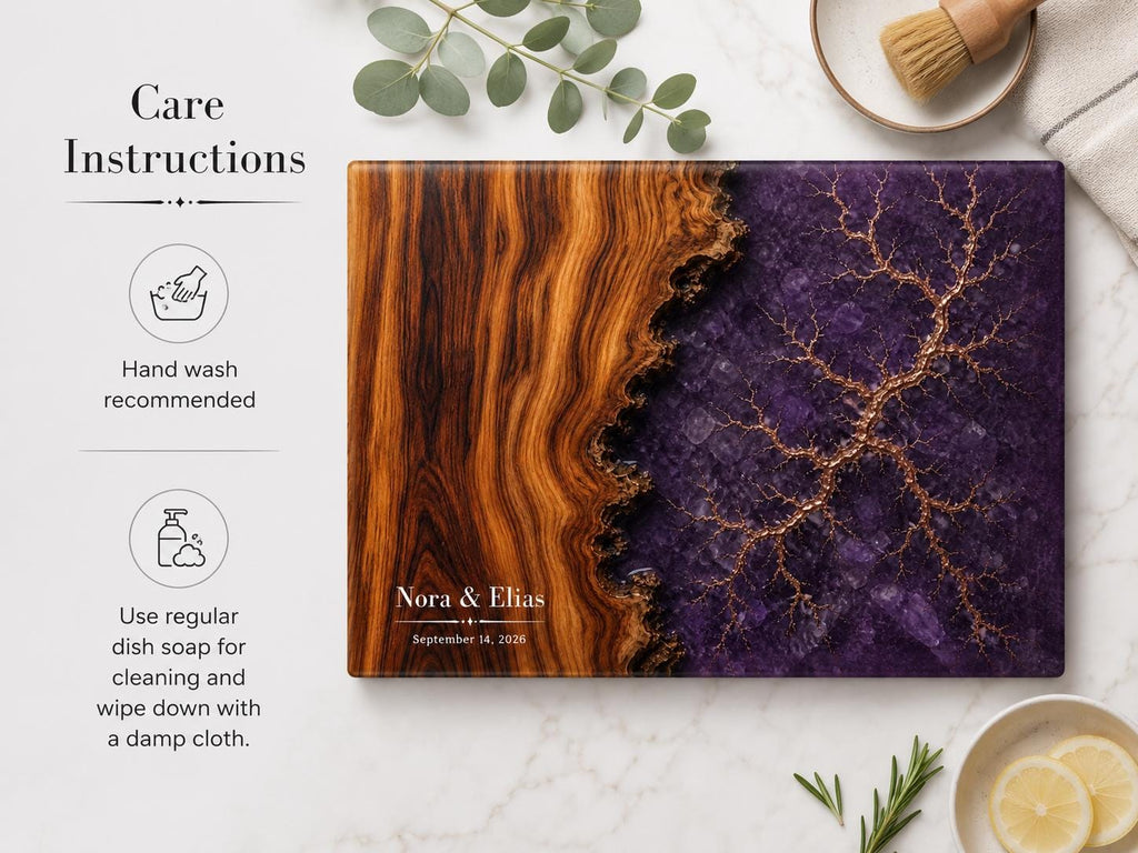 Personalized Cutting Board, Purple Geode Chopping Board, Wedding Gift Idea