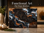 Custom Glass Cutting Board - Blue Resin Style with Gold Detail
