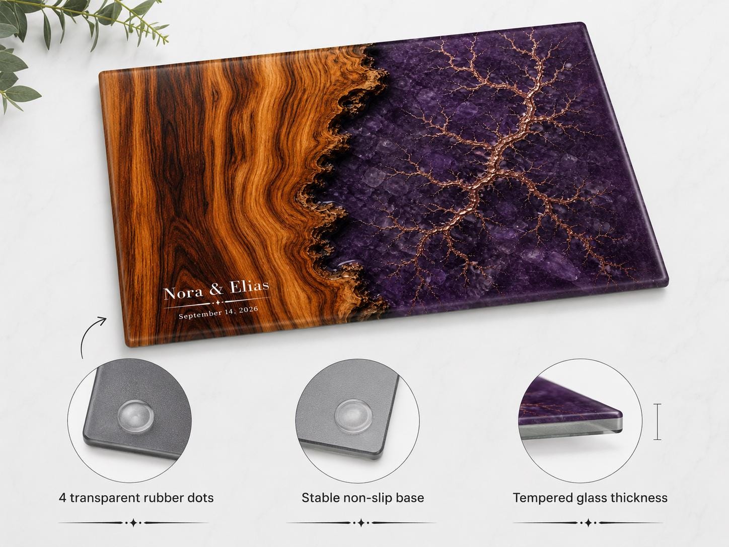 Personalized Cutting Board, Purple Geode Chopping Board, Wedding Gift Idea