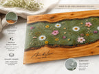 Custom Glass Cutting Board - Blue Resin Style with Gold Details