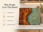 Personalized Charcuterie Board, Green Marble Glass Cutting Board, Custom Couple Gift