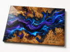 Personalized Glass Charcuterie Board, Blue Purple Galaxy Serving Board, Custom Couple Name Cutting Board Gift