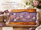 Personalized Floral Cutting Board, Purple Wildflower Glass Board, Custom Kitchen Gift for Housewarming