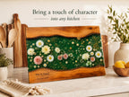 Personalized Floral Cutting Board, Green Daisy Glass Board, Custom Couple Kitchen Gift